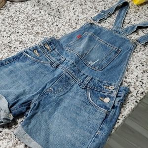 Levis Womens Distressed Denim  Bib Overalls